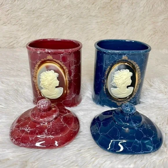 Mount Clements Pottery Vintage Porcelain Cameo lidded vessels. - Picture 2 of 10